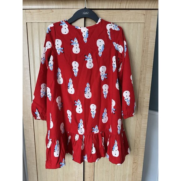 Hanna Andersson size 140 10 Red Snowman holiday flannel nightgown Pajamas NWOT - Picture 2 of 3